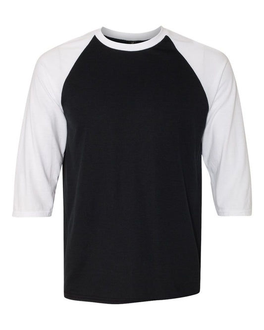 Unisex Triblend Raglan Three-Quarter Sleeve T-Shirt - Front - B87320512 - Black/ White