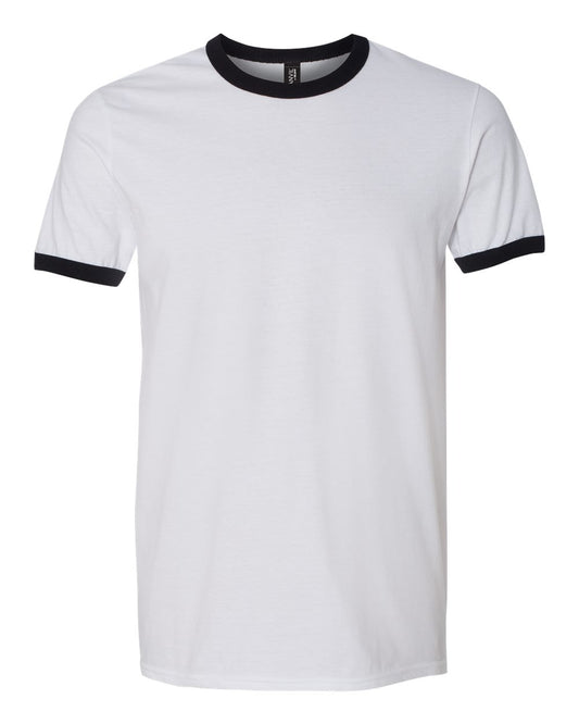 Unisex Lightweight Ringer T-Shirt - Front - B11320503 - White/ Black