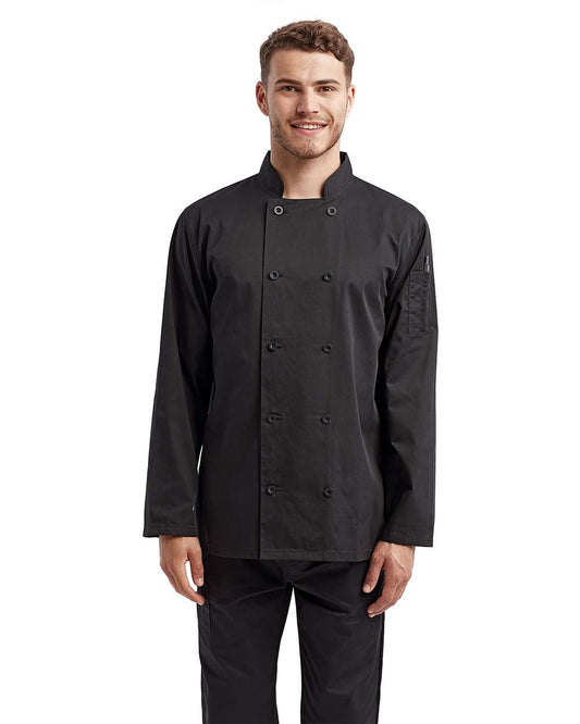 Unisex Recycled Chef Coat - OnModelFront - B408A1502 - Black
