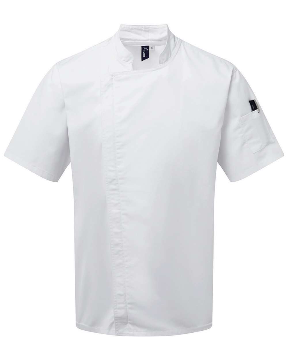 Unisex Zip-Close Short Sleeve Chef's Coat - Front - B413A1002 - White