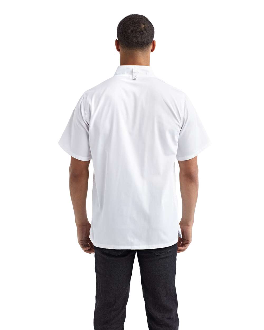Unisex Zip-Close Short Sleeve Chef's Coat - OnModelBack - B413A1002 - White