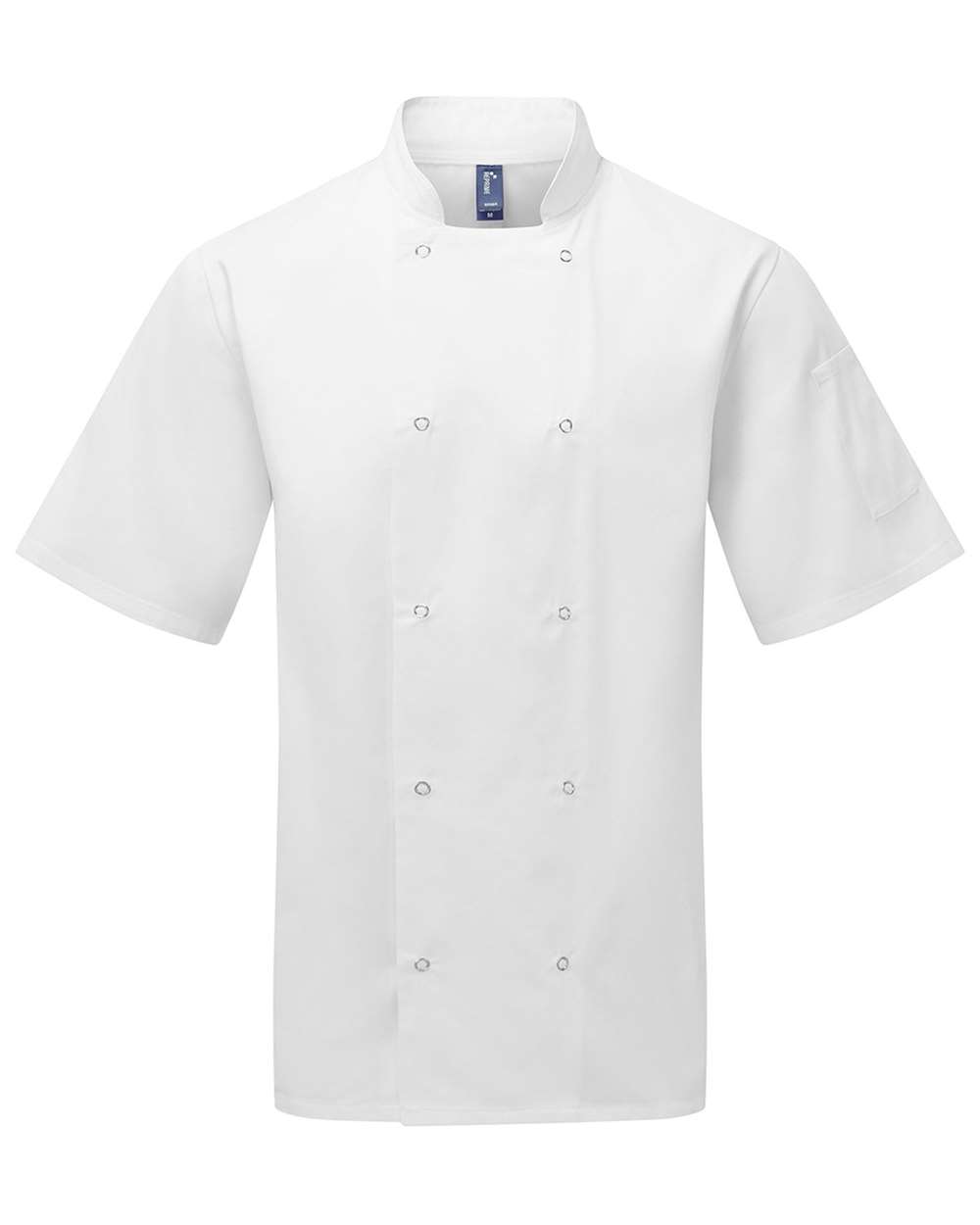 Unisex Ten Studded Front Short Sleeve Chef Coat - Front - B410A1002 - White