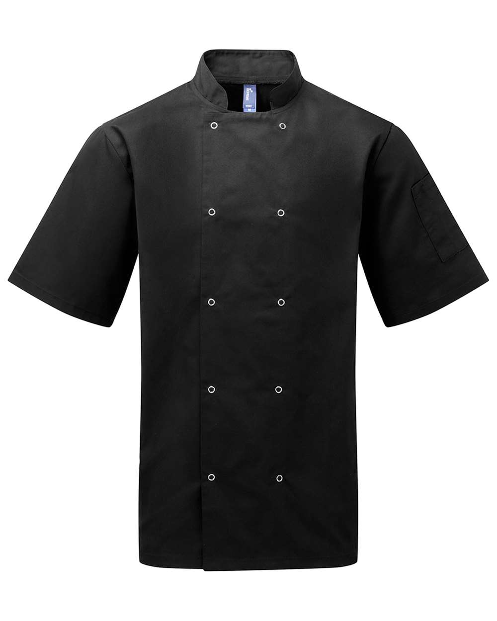 Unisex Ten Studded Front Short Sleeve Chef Coat - Front - B410A1502 - Black