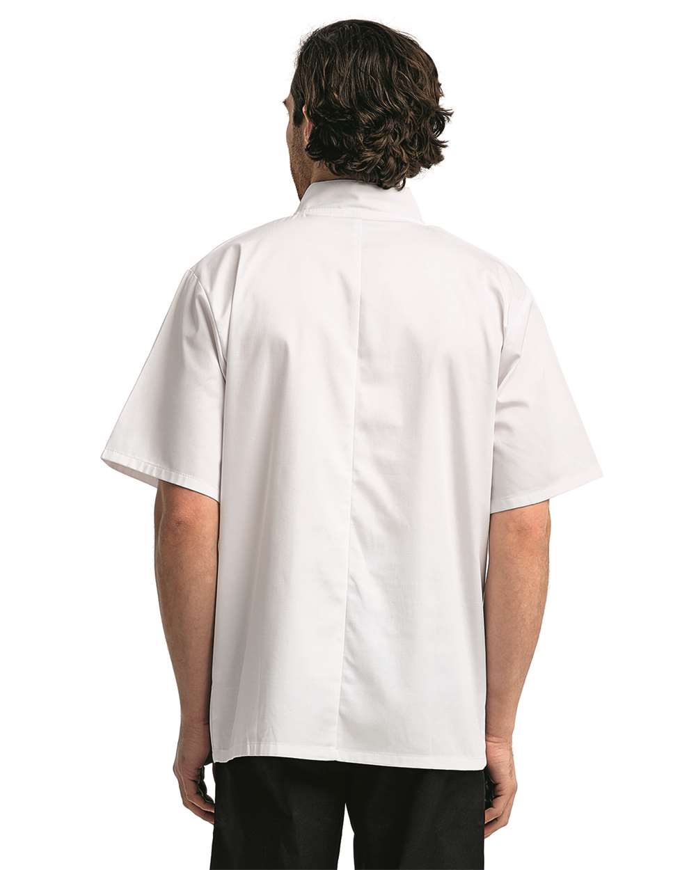 Unisex Ten Studded Front Short Sleeve Chef Coat - OnModelBack - B410A1002 - White
