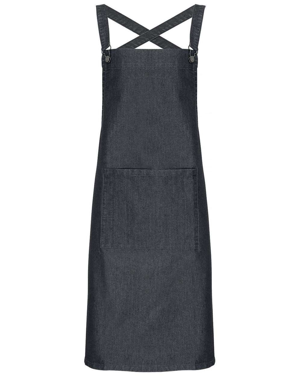 Cross Back Barista Apron with Pocket - Front - B386A1100 - Black Denim