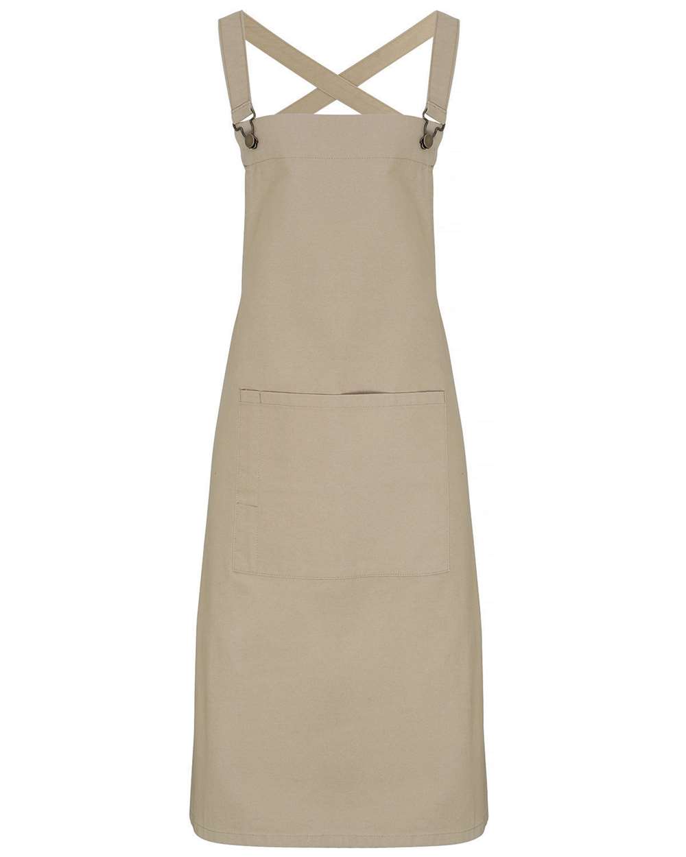 Cross Back Barista Apron with Pocket - Front - B386A1240 - Khaki