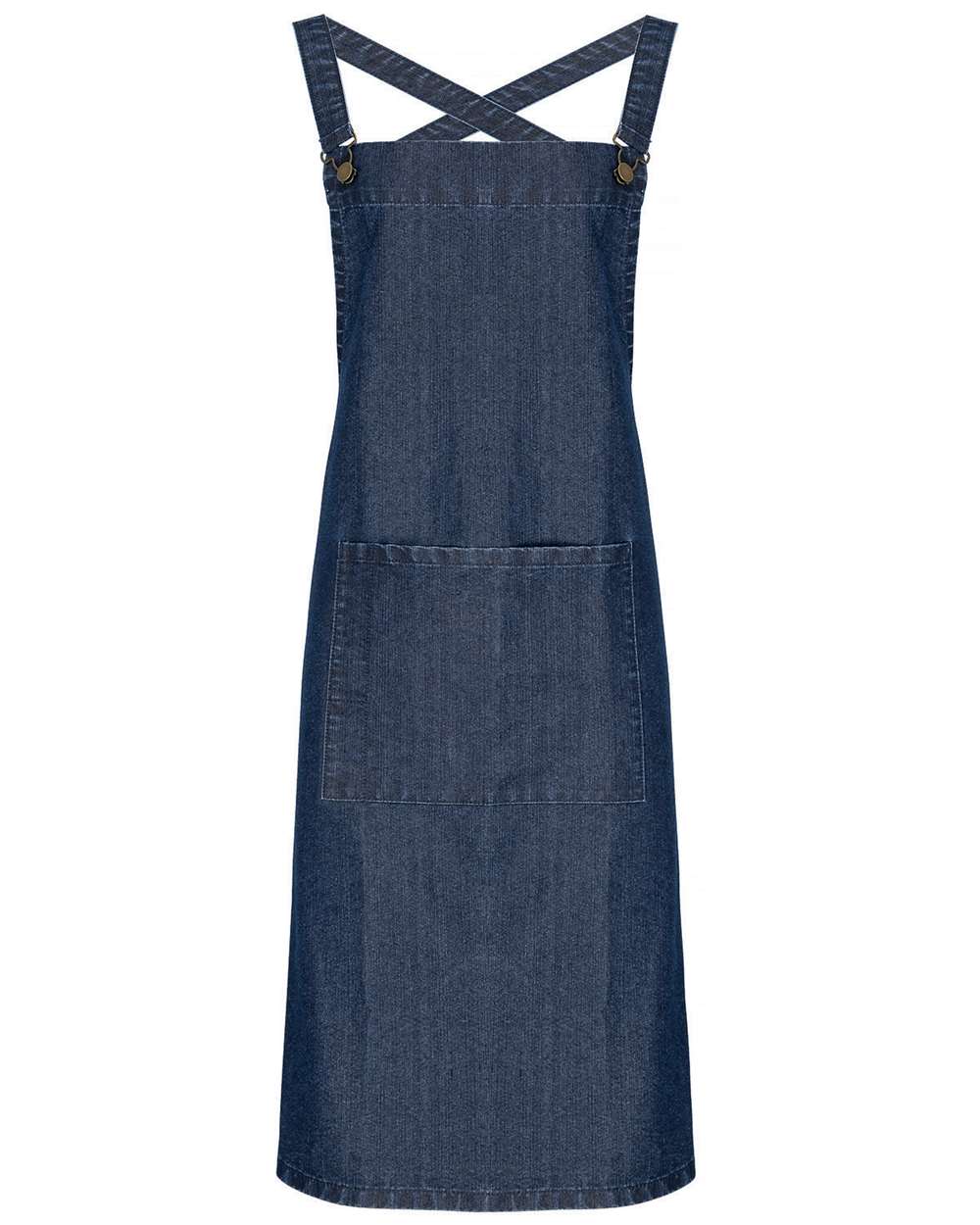 Cross Back Barista Apron with Pocket - Front - B386A1250 - Indigo Denim