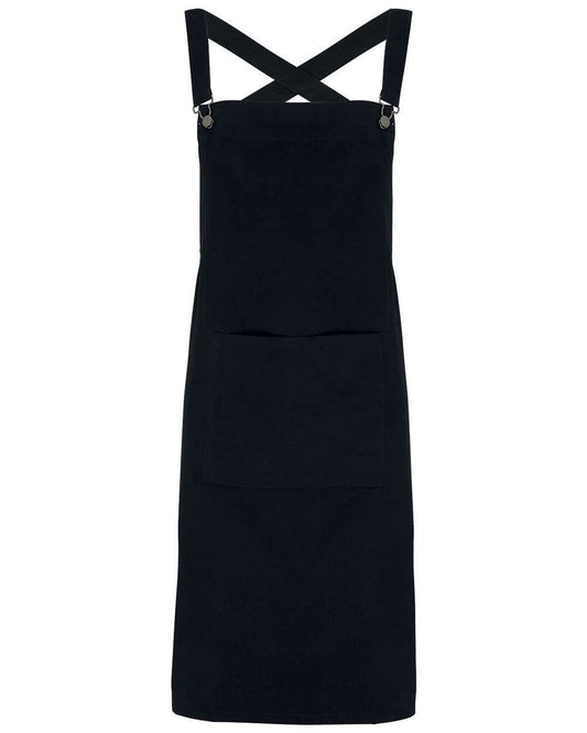 Cross Back Barista Apron with Pocket - Front - B386A1500 - Black