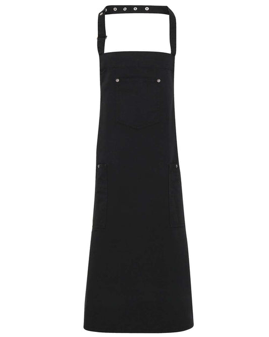 Cotton Chino Bib Apron with Pocket - Front - B389A1500 - Black