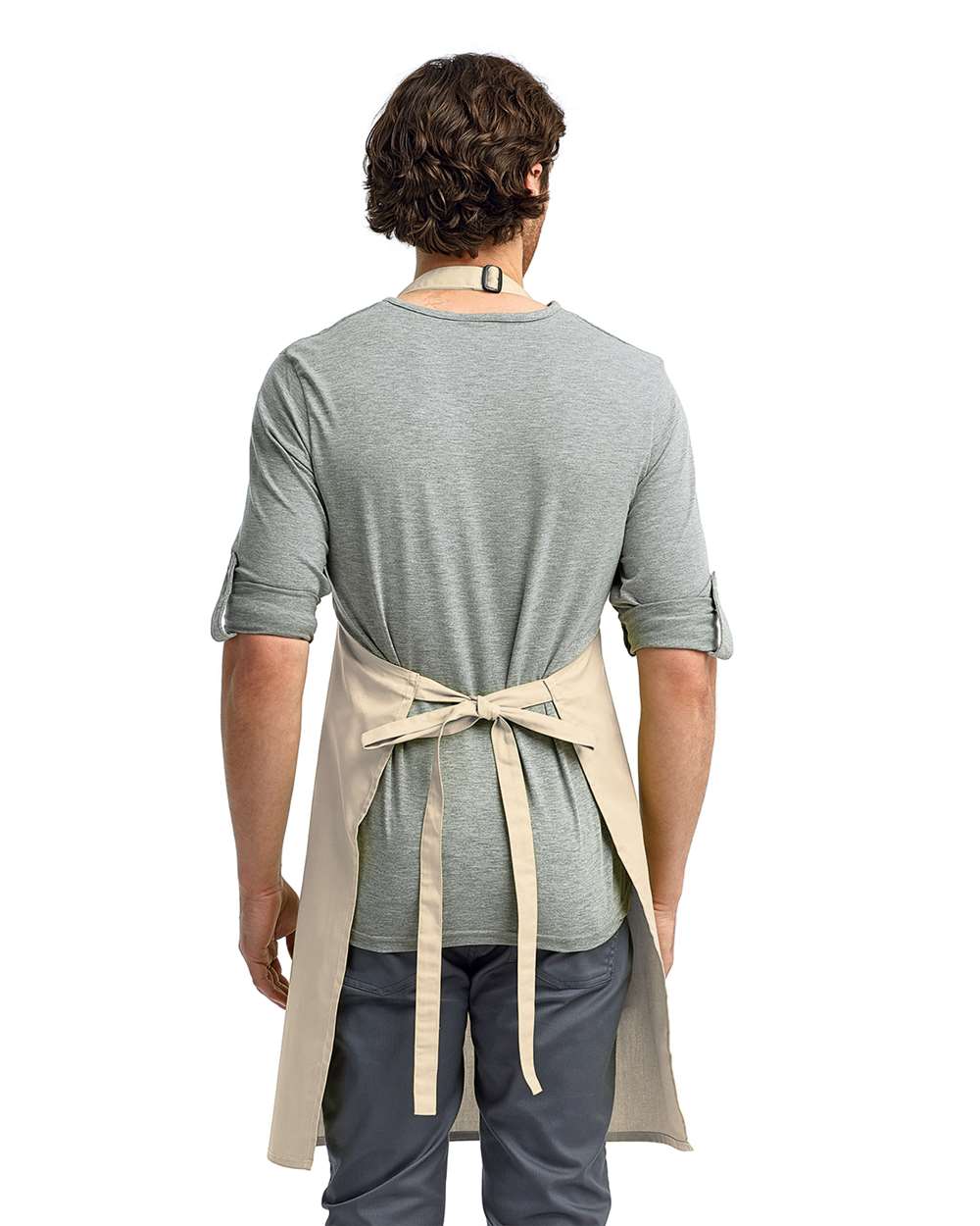 Recycled Bib Apron - OnModelBack - B394A1120 - Natural