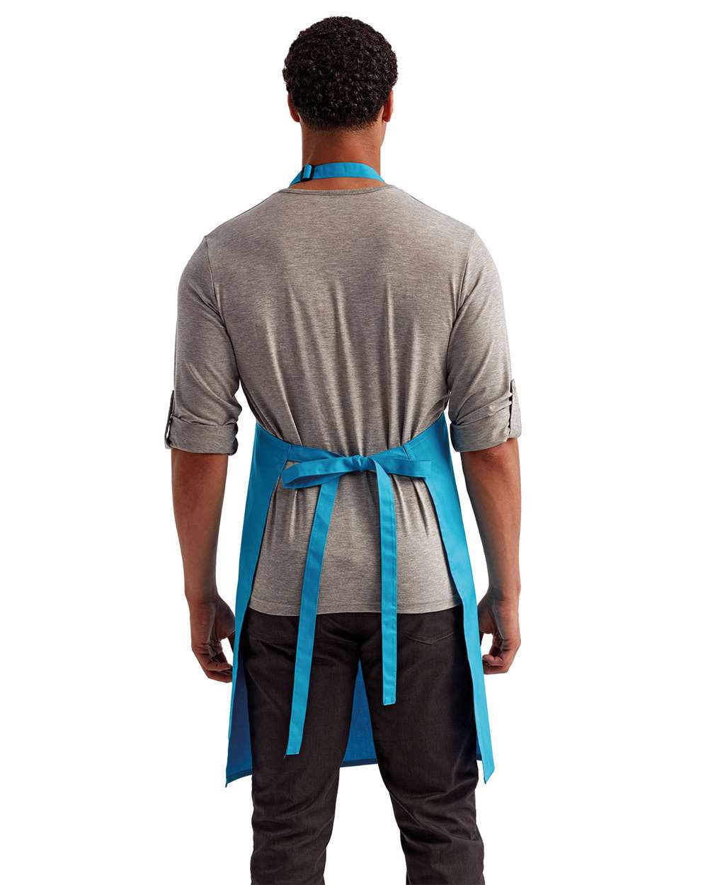 Recycled Bib Apron - OnModelBack - B394A1130 - Turquoise