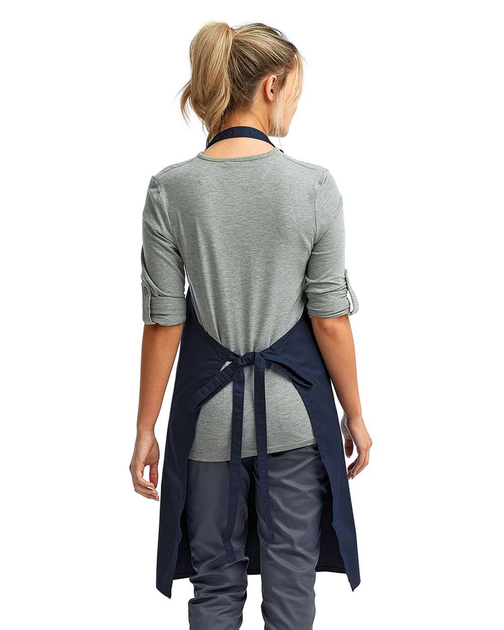 Recycled Bib Apron - OnModelBack - B394A1650 - Navy