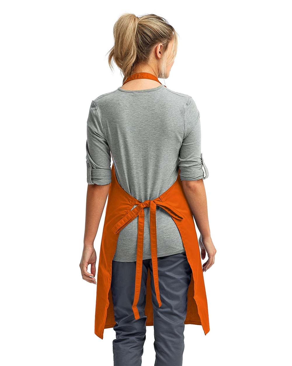 Recycled Bib Apron - OnModelBack - B394A1660 - Orange