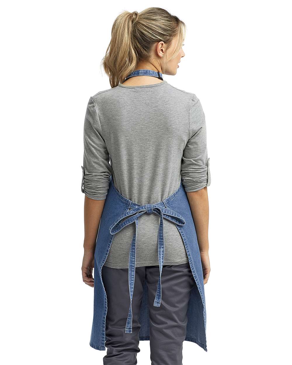 Recycled Bib Apron - OnModelBack - B394A1680 - Denim Blue