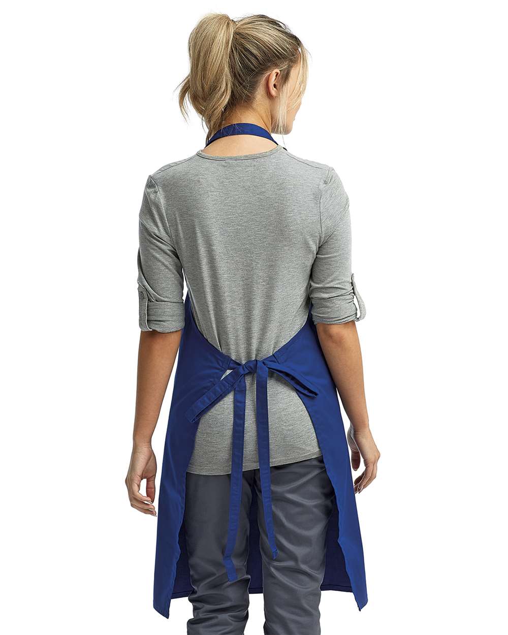 Recycled Bib Apron - OnModelBack - B394A1750 - Royal