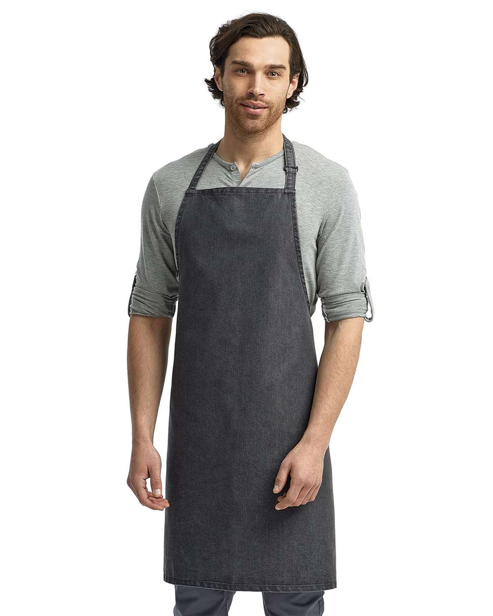 Recycled Bib Apron - OnModelFront - B394A1100 - Black Denim