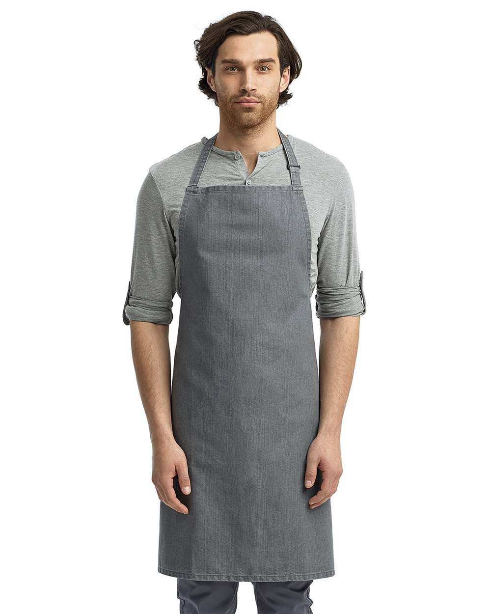 Recycled Bib Apron - OnModelFront - B394A1110 - Grey Denim