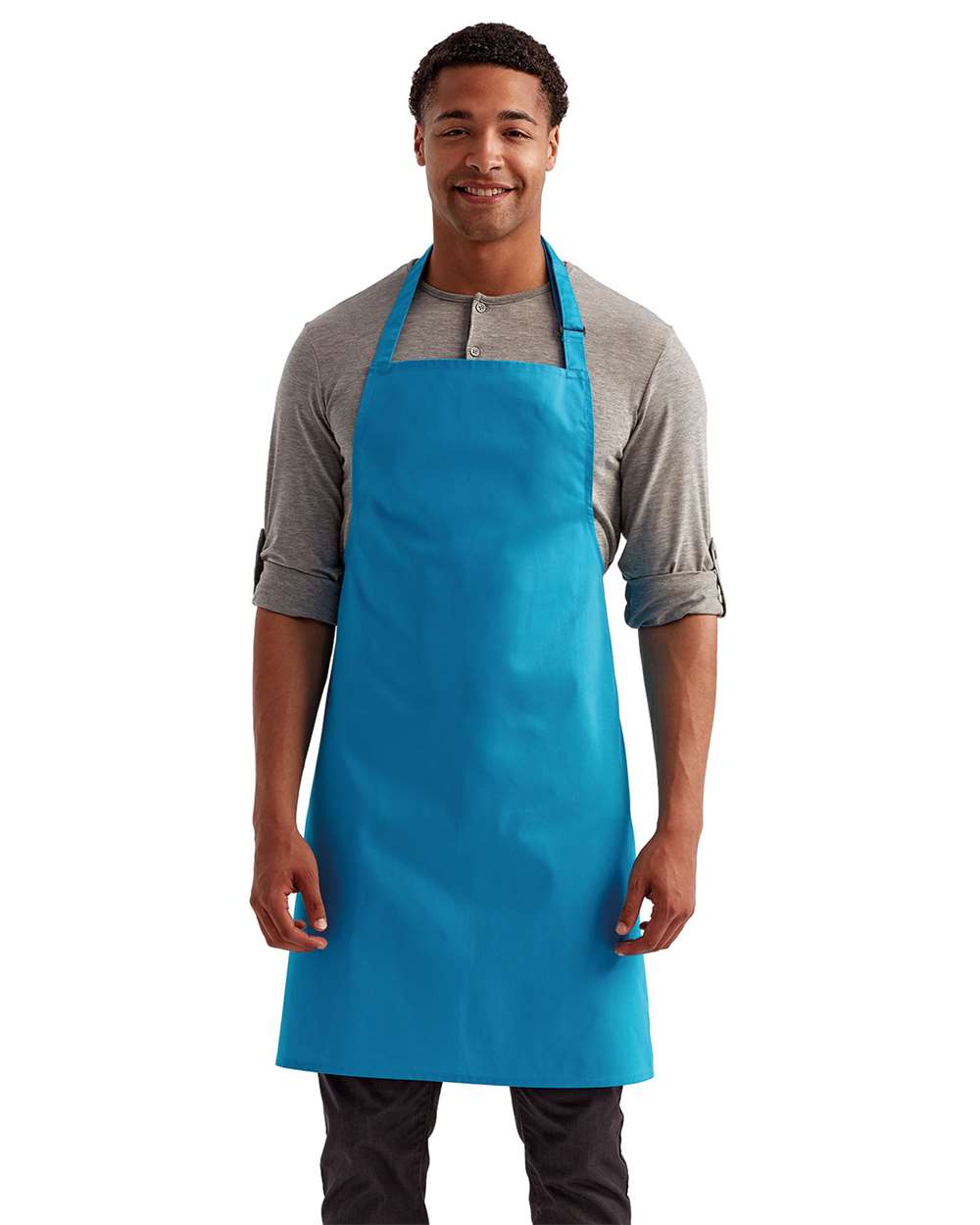 Recycled Bib Apron - OnModelFront - B394A1130 - Turquoise