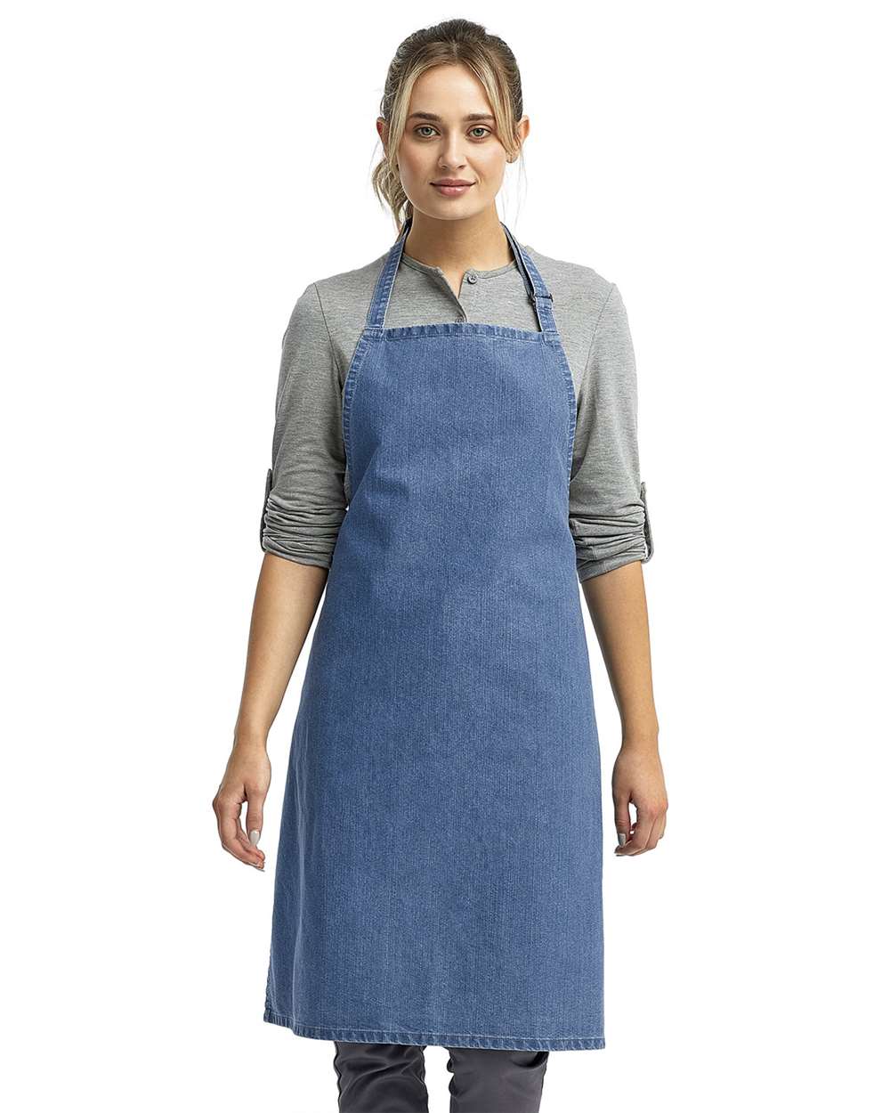 Recycled Bib Apron - OnModelFront - B394A1680 - Denim Blue