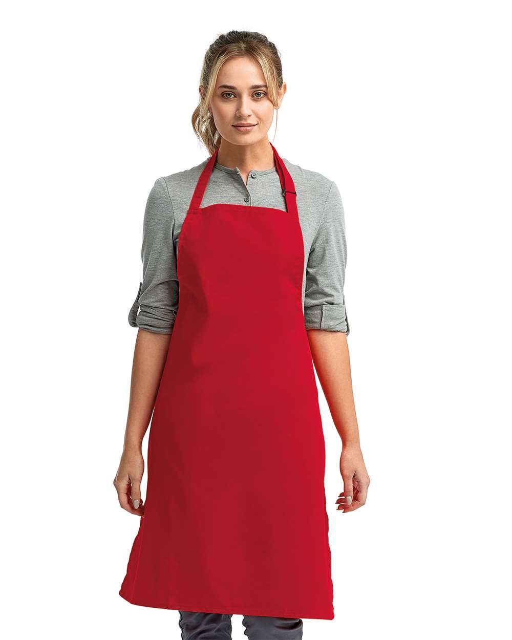 Recycled Bib Apron - OnModelFront - B394A1700 - Red