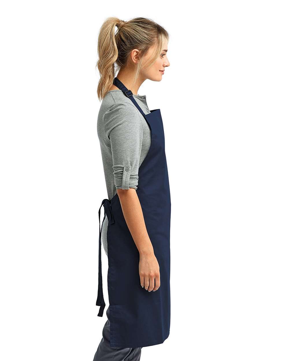 Recycled Bib Apron - OnModelSide - B394A1650 - Navy