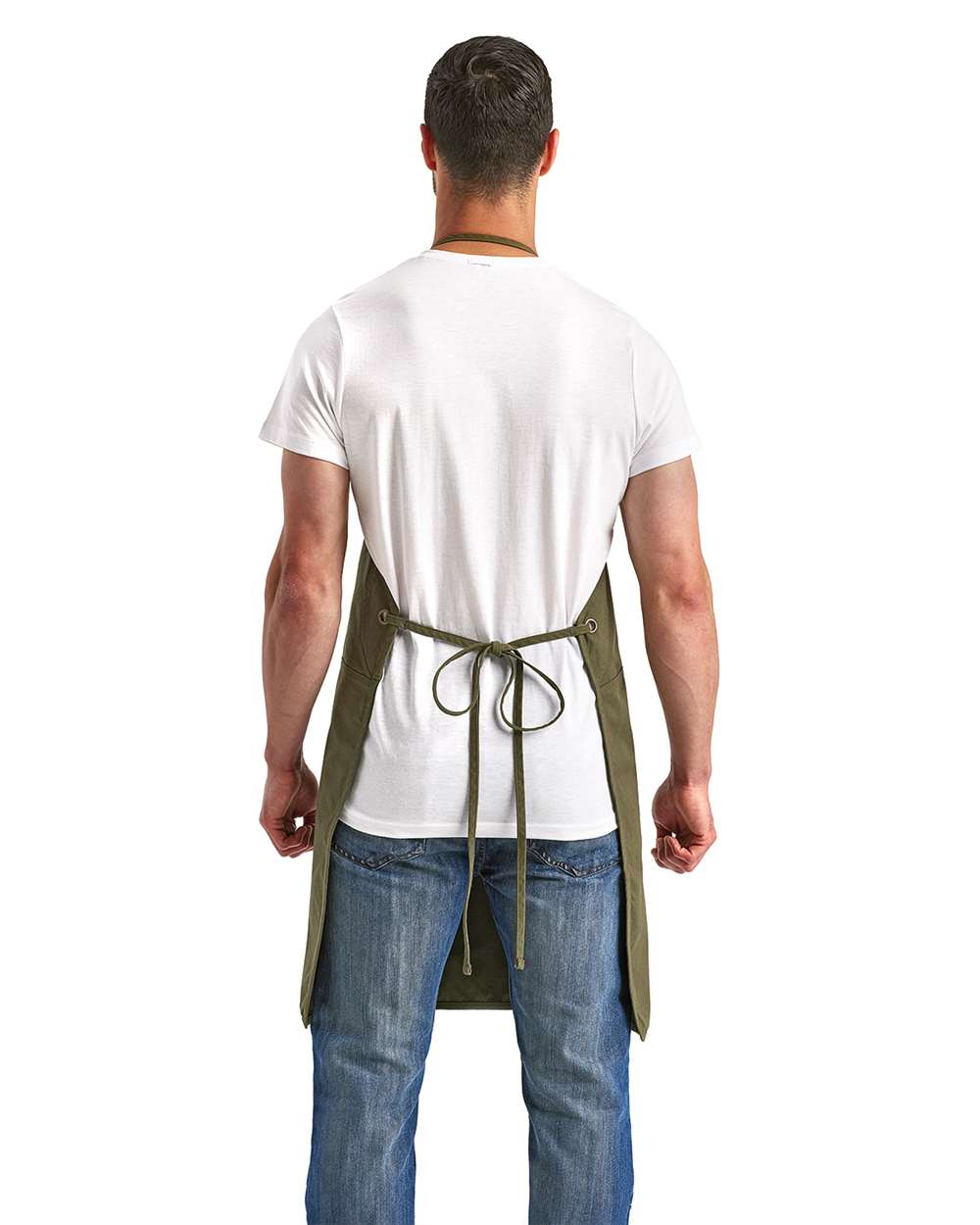 Artisan's Choice Canvas Apron - OnModelBack - B396A1540 - Olive