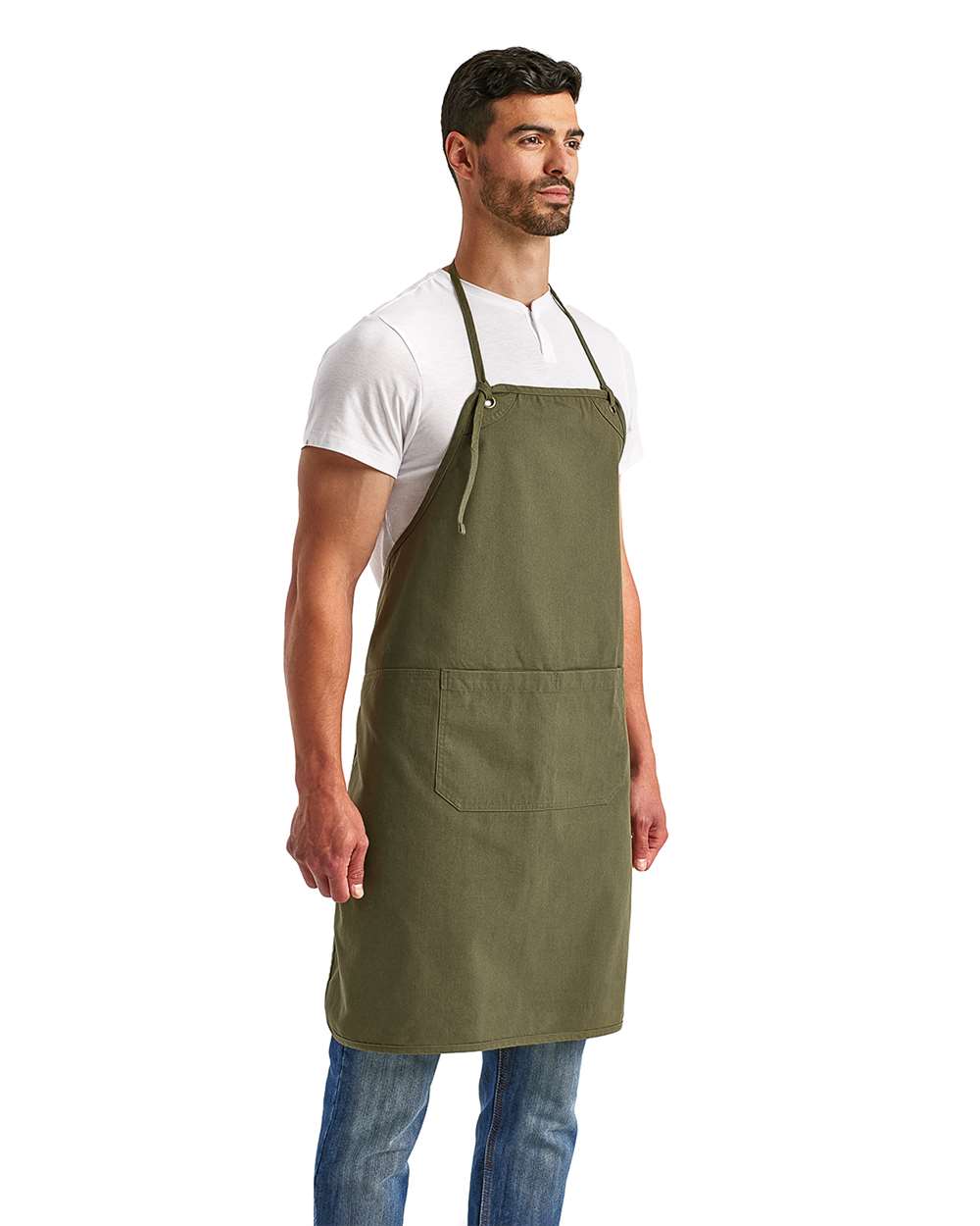 Artisan's Choice Canvas Apron - OnModelSide - B396A1540 - Olive