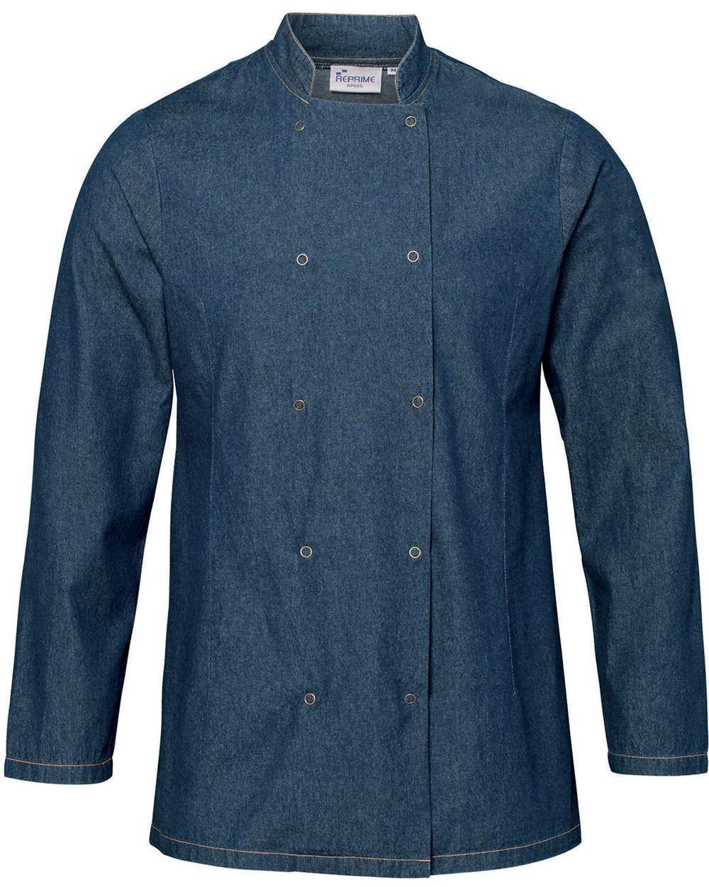 Unisex Denim Chef's Jacket - Front - B409A1682 - Denim Blue