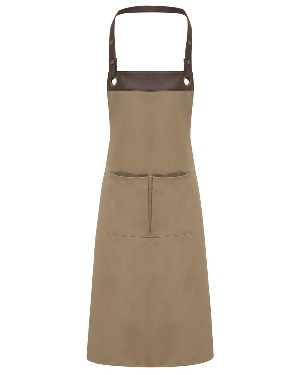 Espresso Bib Apron with Pocket - Front - B381A1240 - Khaki/ Brown