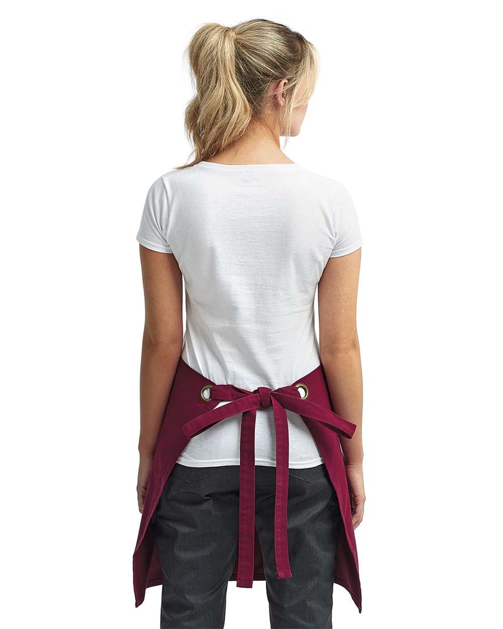 Calibre Heavy Canvas Waist Apron - OnModelBack - B388A1530 - Burgundy