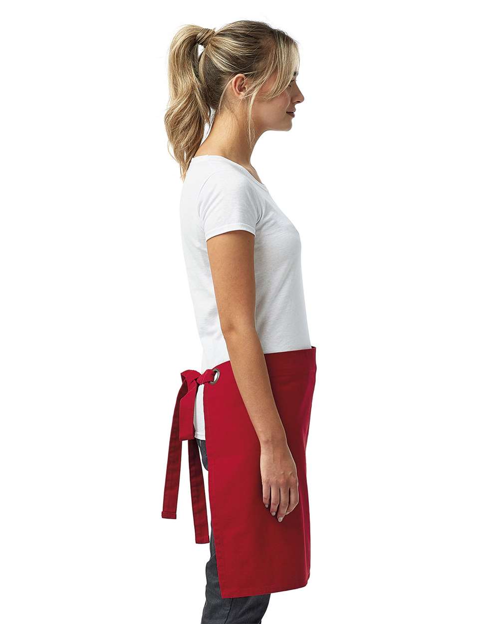 Calibre Heavy Canvas Waist Apron - OnModelSide - B388A1700 - Red