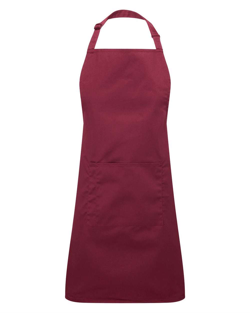 Recycled Bib Apron with Pocket - Front - B395A1530 - Burgundy