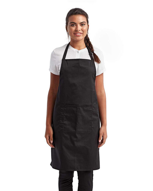 Recycled Bib Apron with Pocket - OnModelFront - B395A1500 - Black