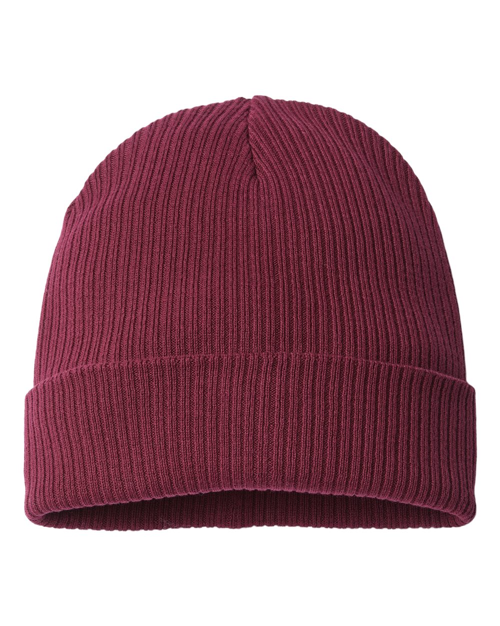 Sustainable Cuffed Beanie - Front - B02795530 - Burgundy