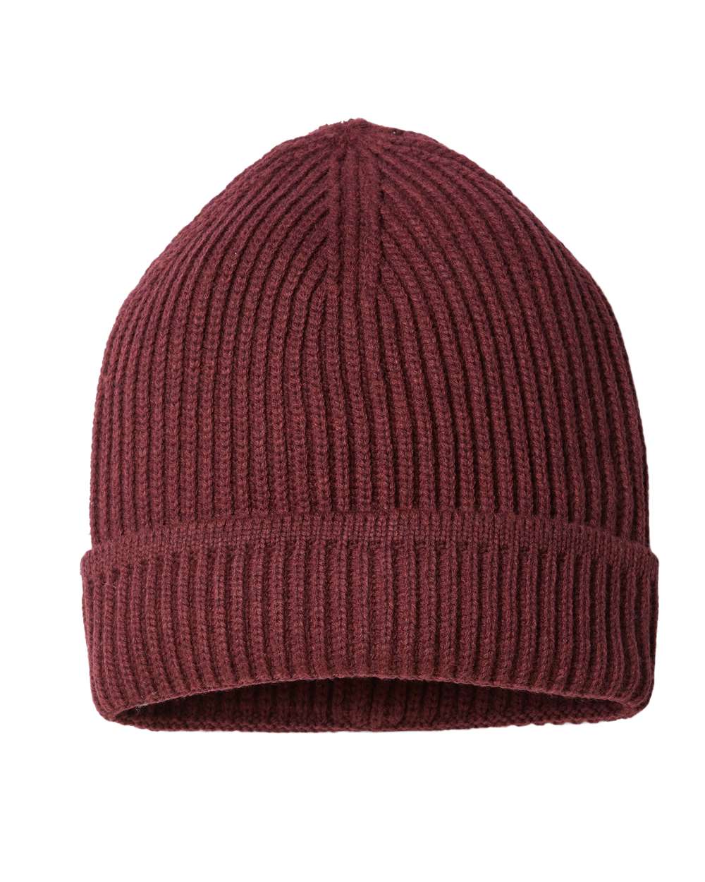 Sustainable Finish Edge Cuffed Beanie - Back - B06495660 - Burgundy Melange
