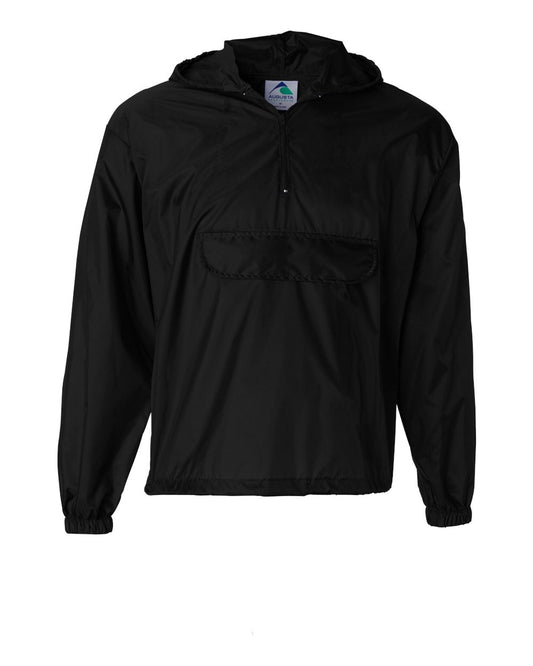 Unisex Packable Half-Zip Hooded Pullover Jacket - Front - B63234503 - Black