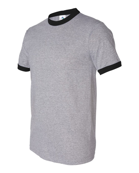 Unisex 50/50 Ringer T-Shirt - Front - B01334513 - Athletic Heather/ Black