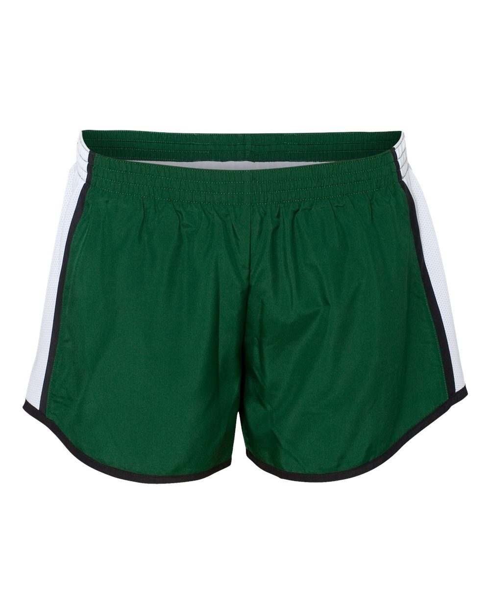 Women's Pulse Team Running Shorts - Front - B79134193 - Dark Green/ White/ Black