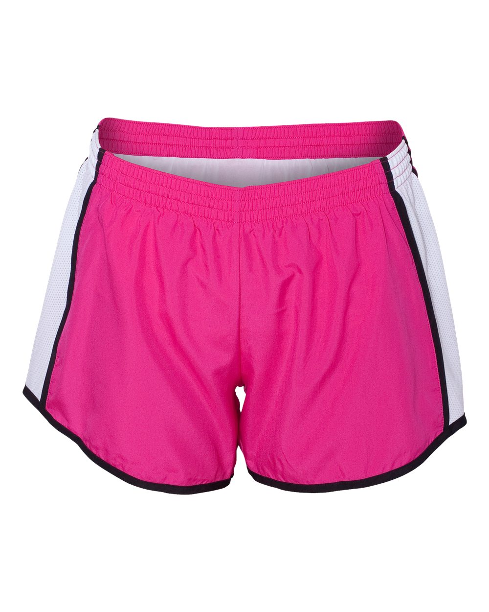Women's Pulse Team Running Shorts - Front - B79134303 - Power Pink/ White/ Black