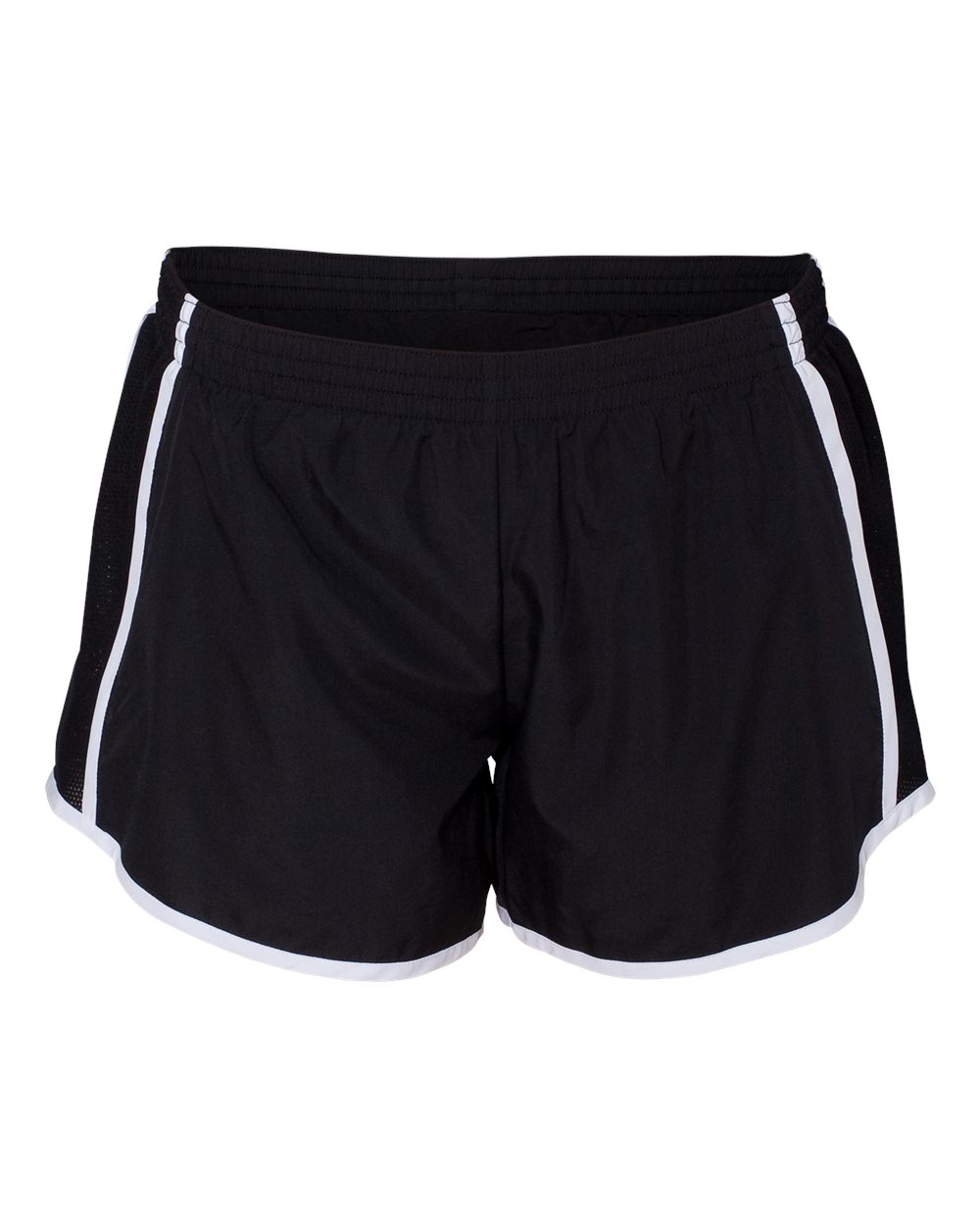 Women's Pulse Team Running Shorts - Front - B79134503 - Black/ Black/ White