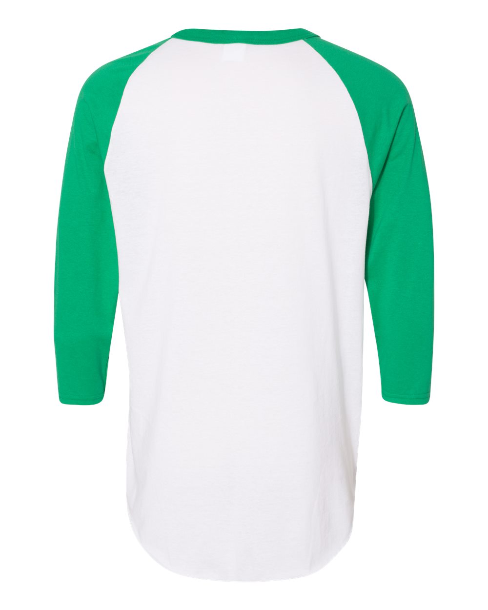 Unisex Three-Quarter Raglan Sleeve Baseball Jersey - Back - B59034603 - White/ Kelly