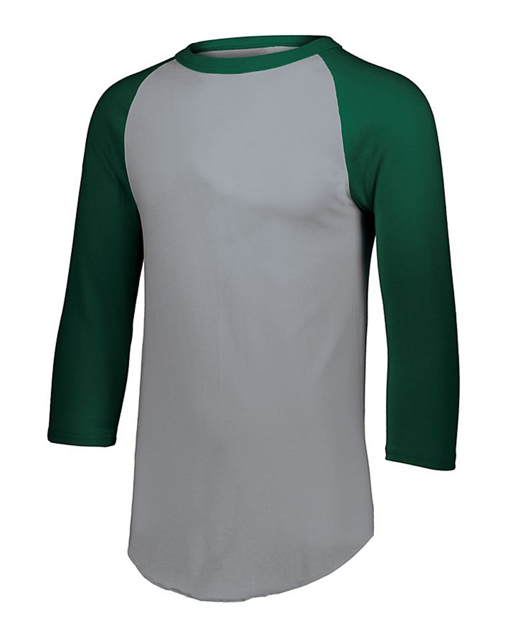 Youth Three-Quarter Sleeve Baseball Jersey - Front - B59134193 - Athletic Heather/ Dark Green