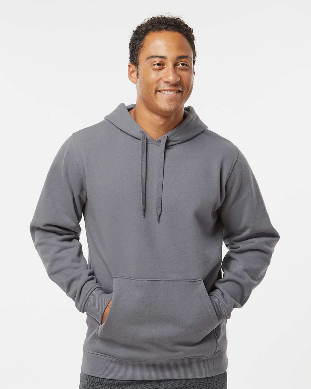 Unisex 60/40 Fleece Hoodie - OnModelFront - B64634103 - Graphite