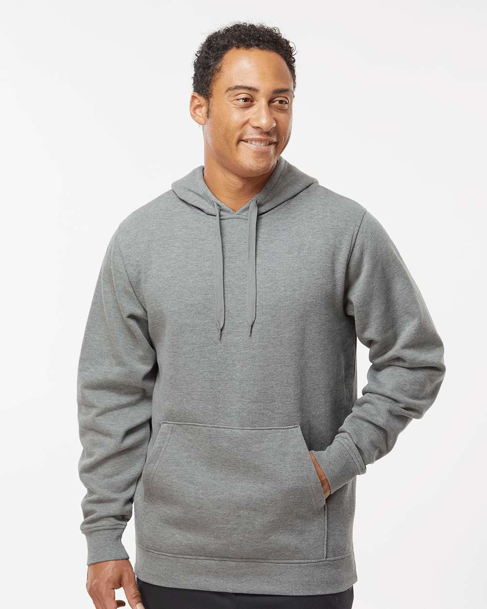 Unisex 60/40 Fleece Hoodie - OnModelFront - B64634133 - Charcoal Heather