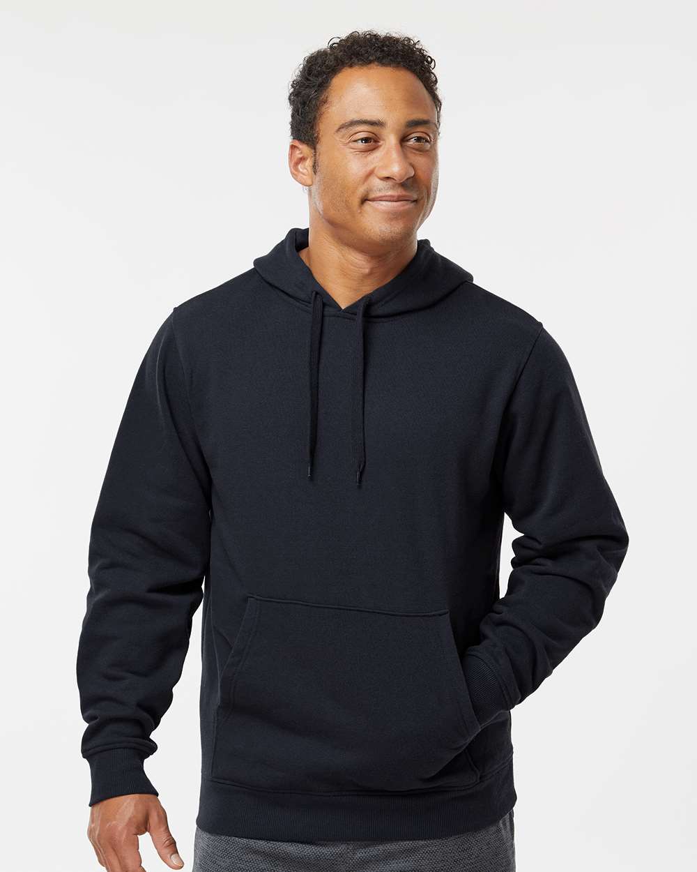 Unisex 60/40 Fleece Hoodie - OnModelFront - B64634504 - Black