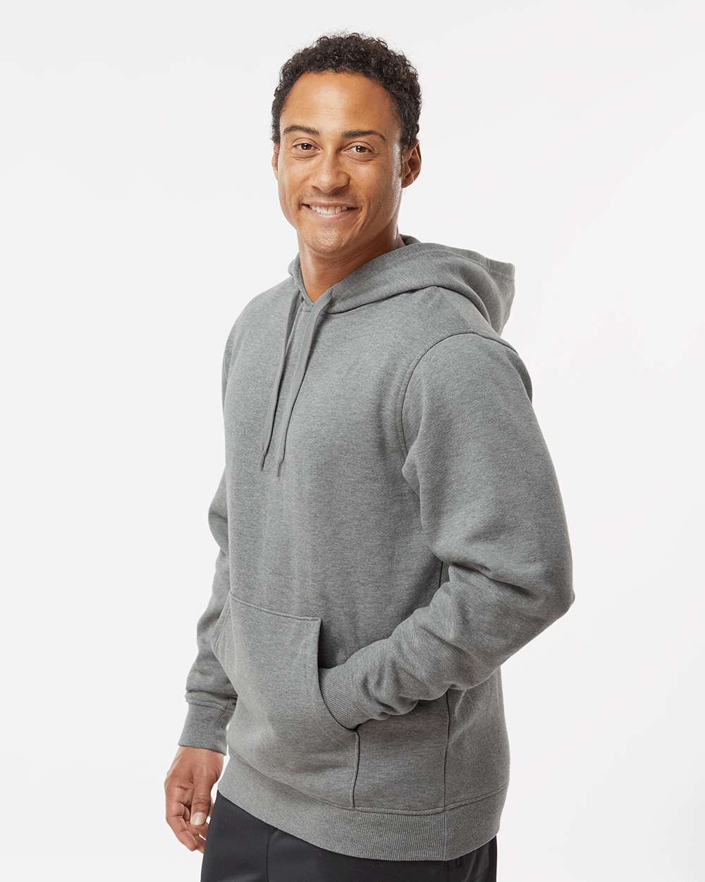Unisex 60/40 Fleece Hoodie - OnModelSide - B64634133 - Charcoal Heather