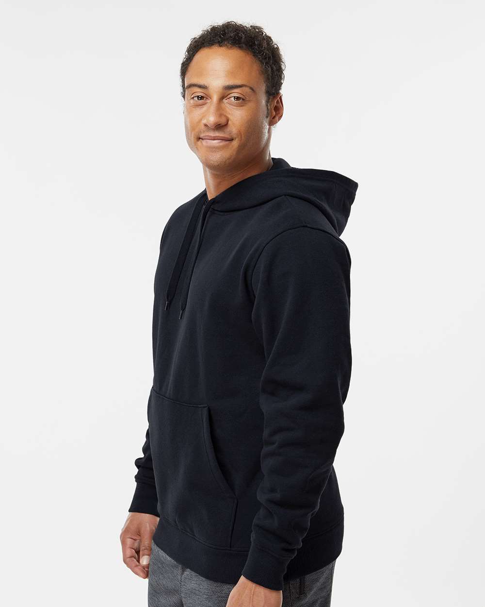 Unisex 60/40 Fleece Hoodie - OnModelSide - B64634504 - Black