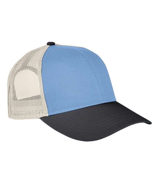Tri-Color Trucker Cap - Front - B553F0680 - Indigo/ Black/ Khaki