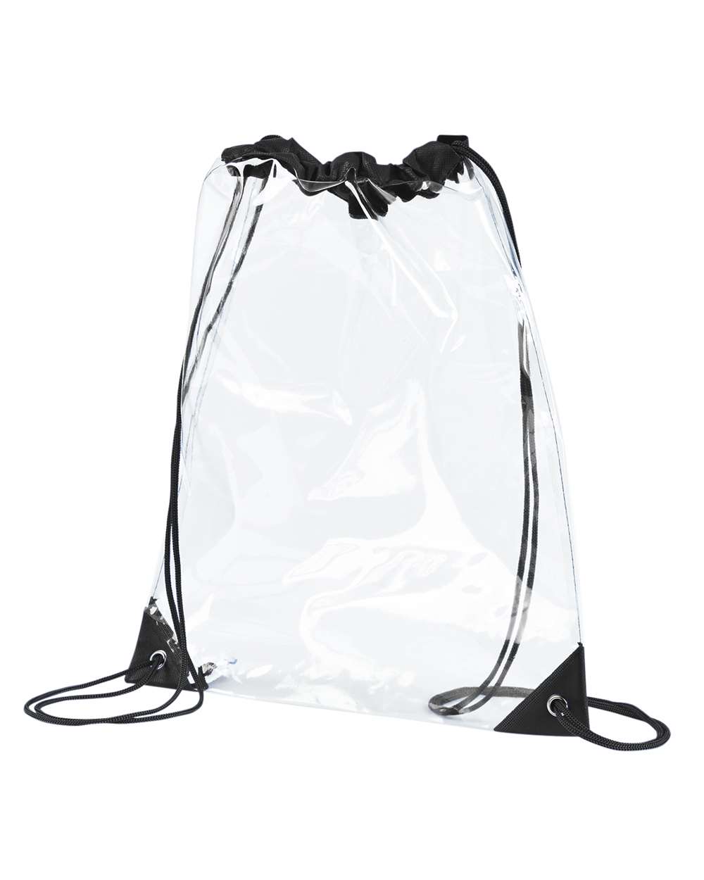 PVC Clear Drawstring Bag - Front - B576E7500 - Black