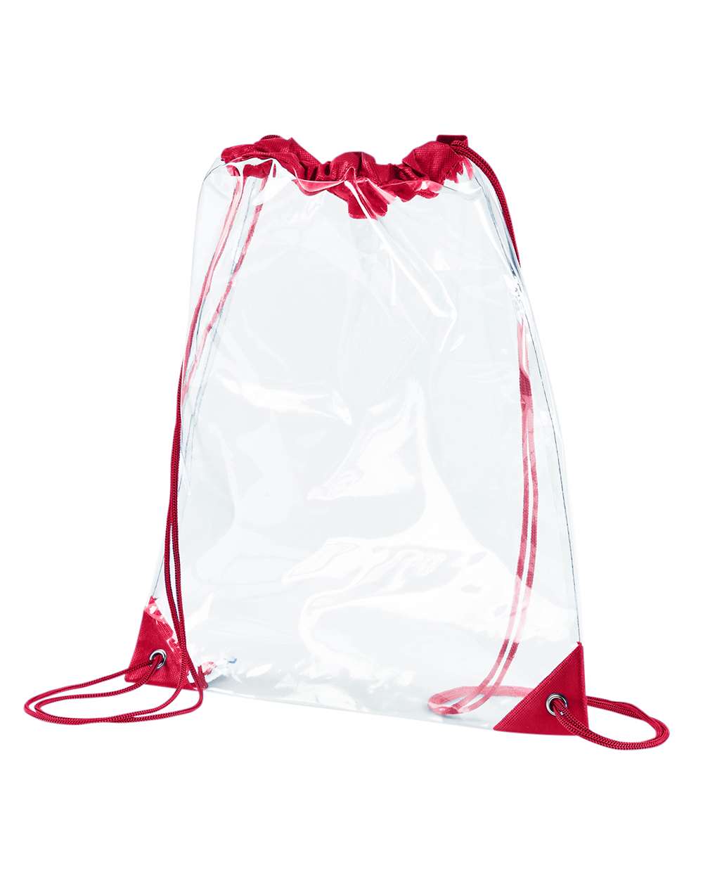PVC Clear Drawstring Bag - Front - B576E7700 - Red